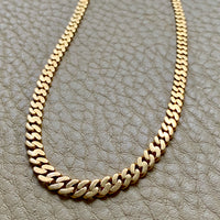 Midcentury Swedish 18k gold pressed curb link necklace, graduated width - 18 inch length