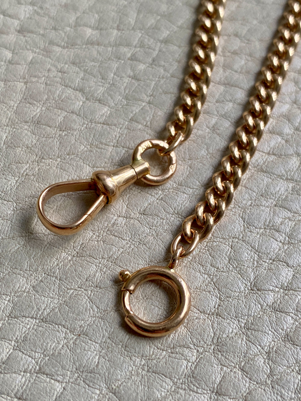 18k Gold Swedish Antique Round Curb Link Watch Chain Necklace - 17.5 inch length