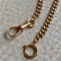 18k Gold Swedish Antique Round Curb Link Watch Chain Necklace - 17.5 inch length