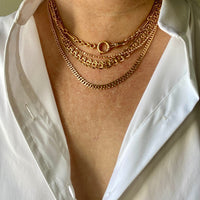 Spanish 19th Century Antique Watch Chain Double Fetter, Hayseed Link Necklace in 18k gold - 16 inch length