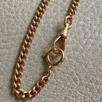 18k Gold Swedish Antique Round Curb Link Watch Chain Necklace - 17.5 inch length