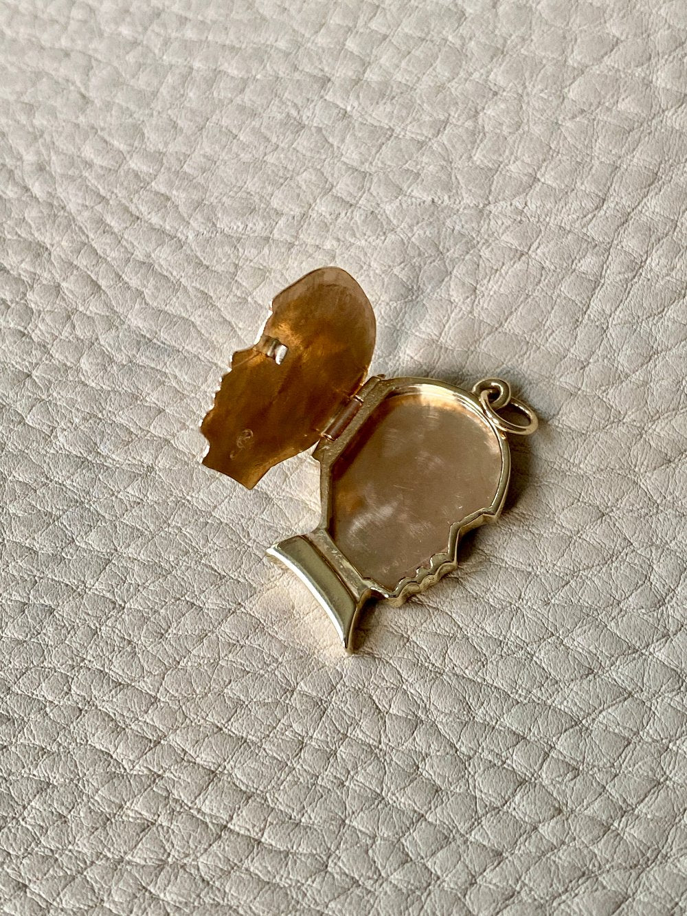 Vintage 14k Gold Large Empty Boy Head Locket Pendant