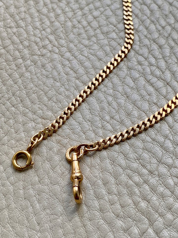 1938 Pressed Curb Link Watch Chain Necklace in 18k Gold - 15.6 inch length