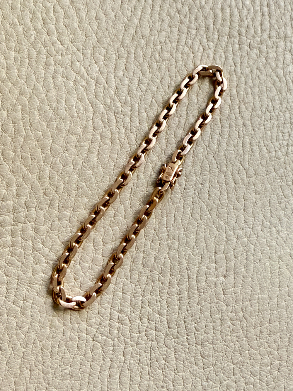 Italian Midcentury Vintage 18k gold biker link bracelet 4mm width - 7.4 inch length