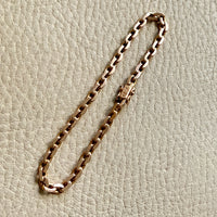 Italian Midcentury Vintage 18k gold biker link bracelet 4mm width - 7.4 inch length