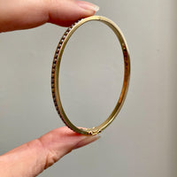 1958 Modernist Swedish 18k Gold Hinged Bangle with Pearls - by Stigbert - 7 inch interior circumference