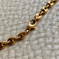 18k Gold Vintage Italian Puffy Mariner Link Chain Necklace - 18.1 inch length