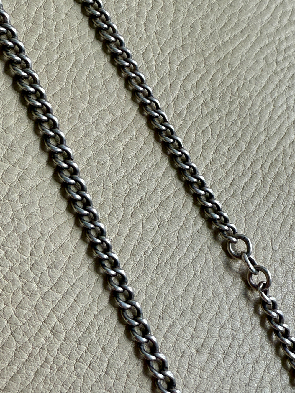 British Antique Sterling Silver Watch Chain with T-bar - choker necklace length -  15 inch overall length