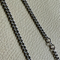 British Antique Sterling Silver Watch Chain with T-bar - choker necklace length -  15 inch overall length