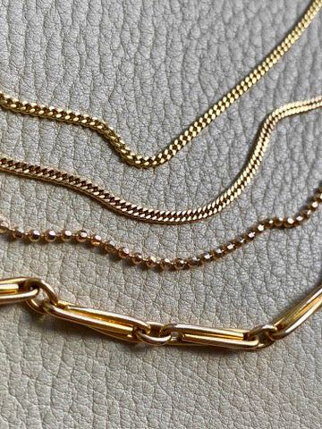 Spanish 19th Century Antique Watch Chain Double Fetter, Hayseed Link Necklace in 18k gold - 16 inch length