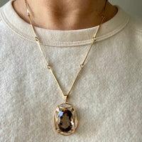 WONDERFUL 14k gold Finnish pendant with large faceted quartz stone 1937-1995