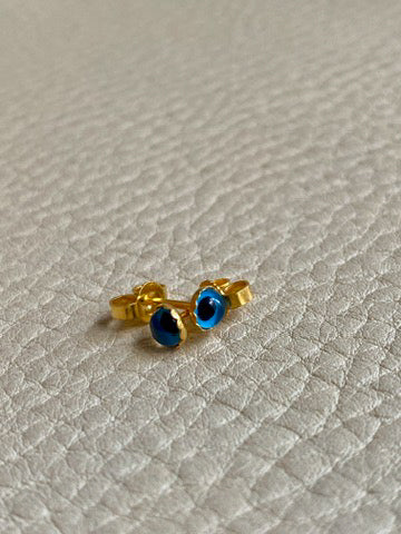 Vintage 18k Gold Evil Eye Stud Earrings