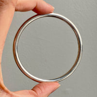 Heavy Round Solid Bangle - Solid Sterling Silver - 7.8 inch interior circumference