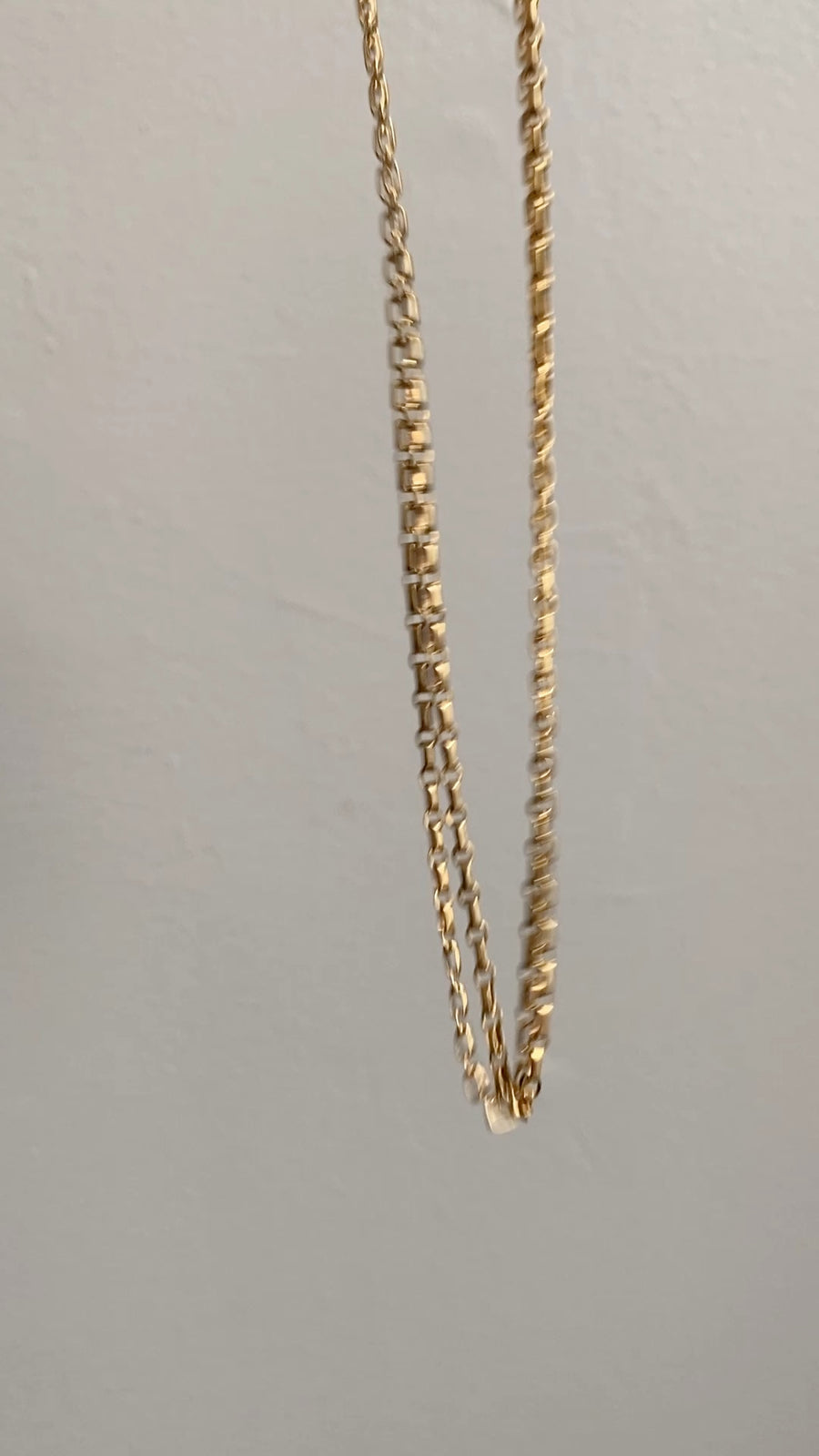 Antique 18k gold Double Strand Skinny Elongated Chain - Longuard Chain with Swivel Dog Clip - 20.25 inch length