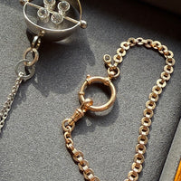 18k Gold Antique Book Link Watch Chain Bracelet with Large Bolt Clasp - 7.3 inch length