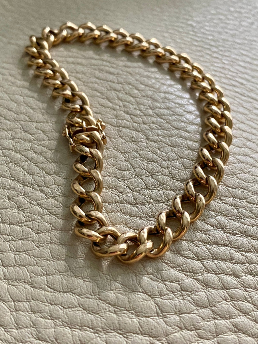 1932 Puffed curb link bracelet in 18k gold - by Gustaf Möllenborg - 8.25inch length