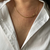 Double Link Necklace with Watch Chain Dog clip in 18k gold - 18 inch length