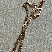 18k Gold Antique Virola Link Watch Chain Front Clasp Necklace - 15.6 inch length