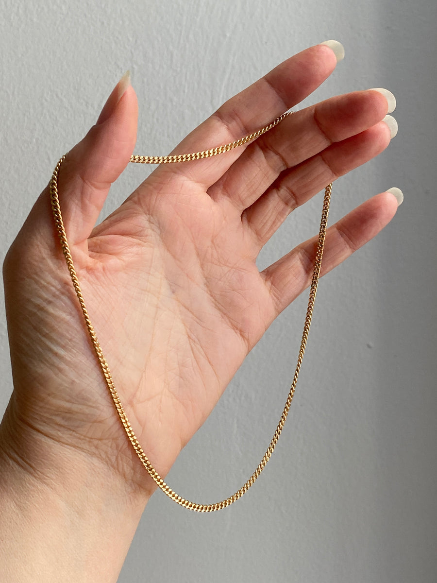 Vintage Swedish 18k gold curb link necklace - 16.25 inch length