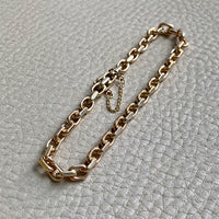 Early 1900s Era Biker Link Bracelet in 14k Gold by Bernhard Hertz - 7.5 inch length