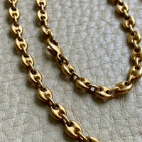 18k Gold Vintage Italian Puffy Mariner Link Chain Necklace - 18.1 inch length