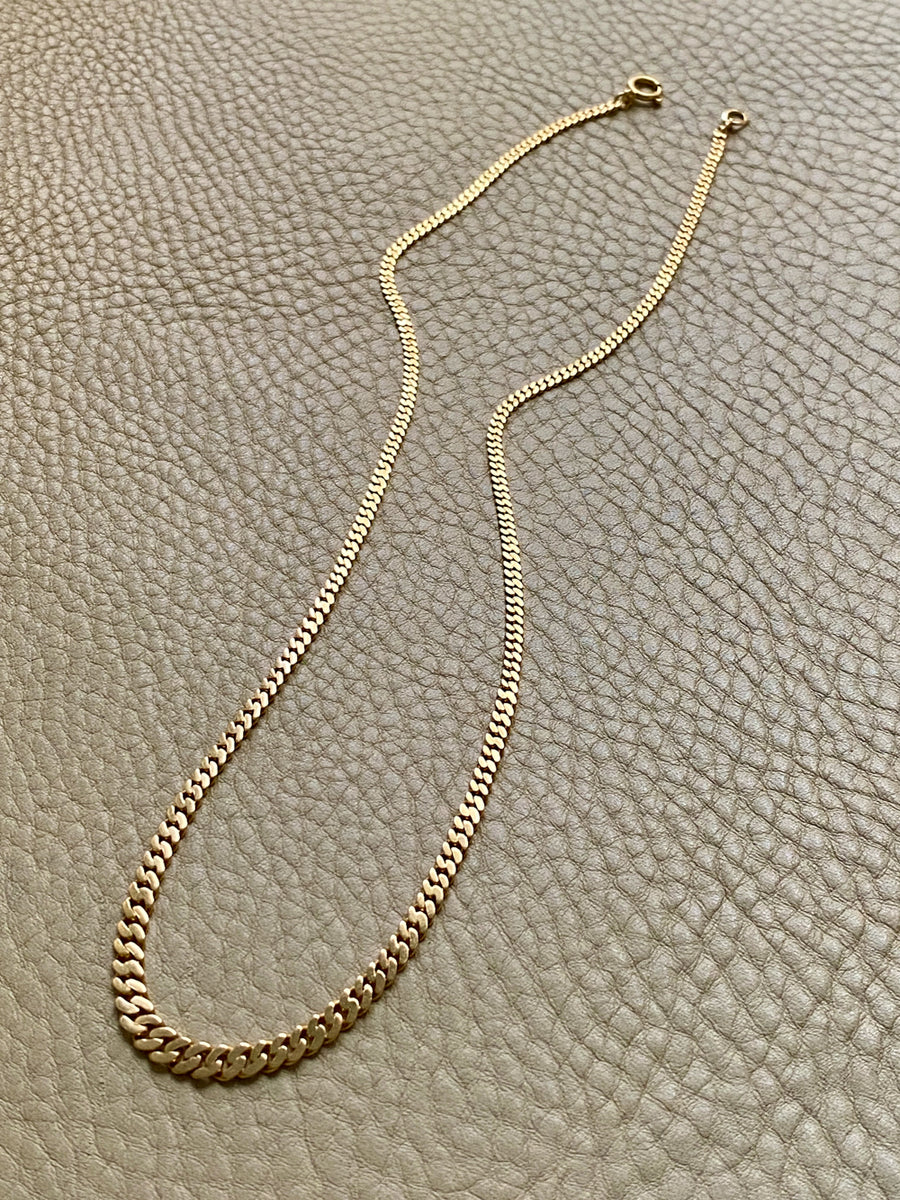 Midcentury Swedish 18k gold pressed curb link necklace, graduated width - 18 inch length