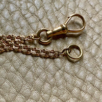 Double Link Necklace with Watch Chain Dog clip in 18k gold - 18 inch length