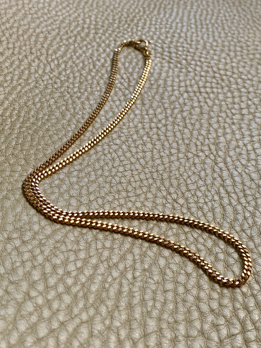 Vintage Swedish 18k gold curb link necklace - 16.25 inch length