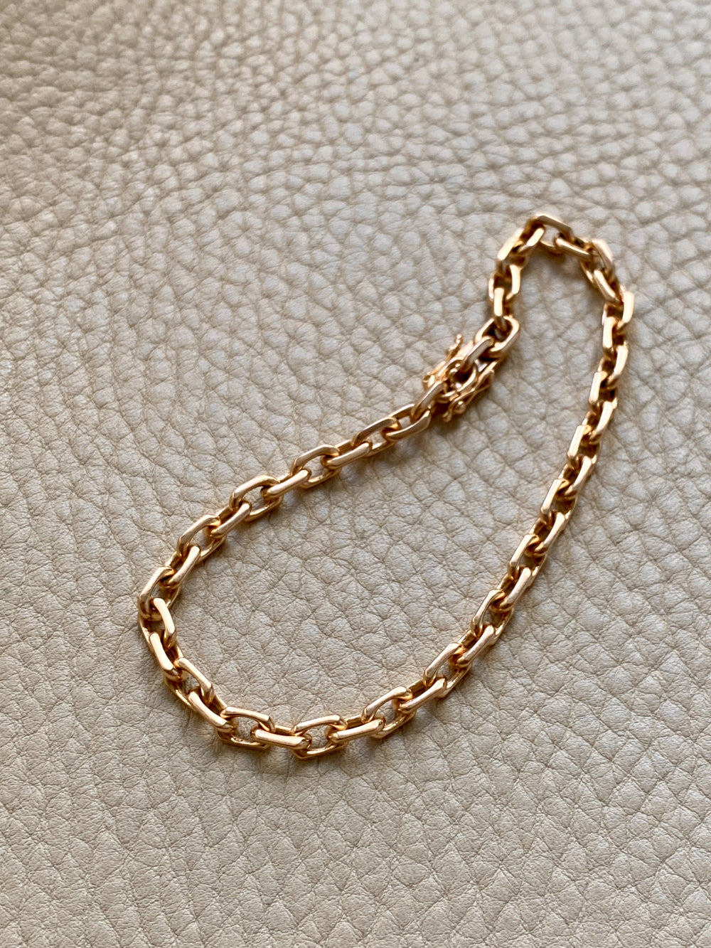 Swedish vintage 18k gold biker link bracelet 4.4mm width - 7.5 inch length