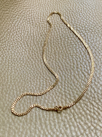 1929 Swedish Vintage Pressed Curb Link 18k Gold Necklace - 17 inch length