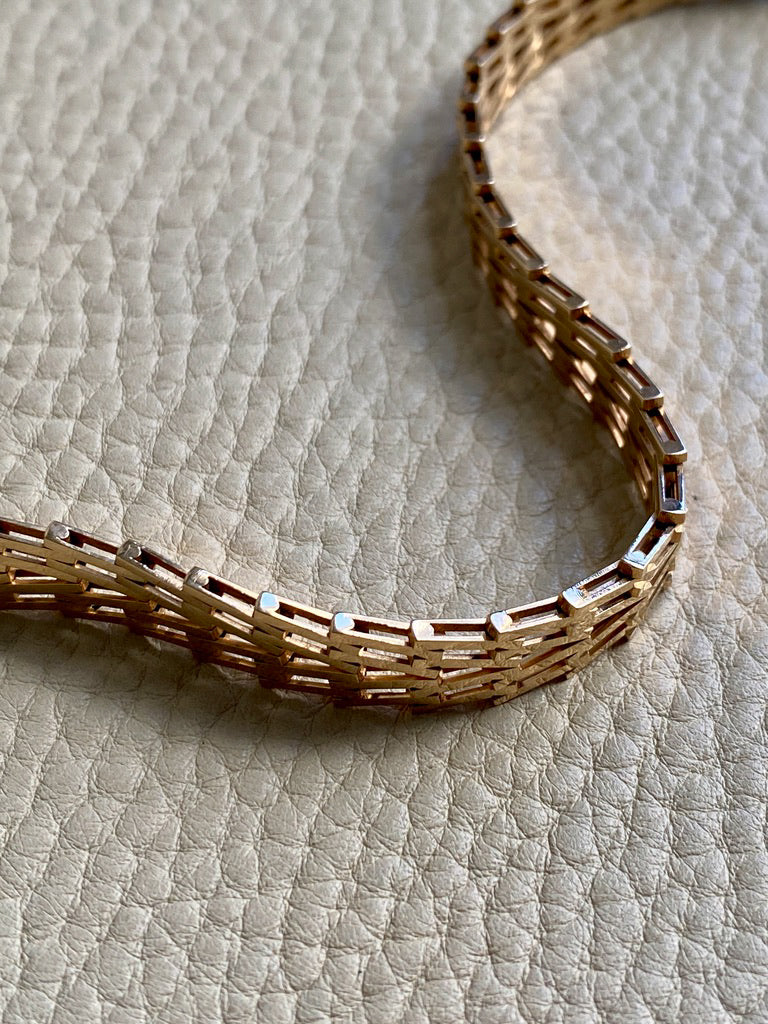 Vintage Danish V-link Bracelet in 14k Gold by SV Glymerrs - 7.5 inch length