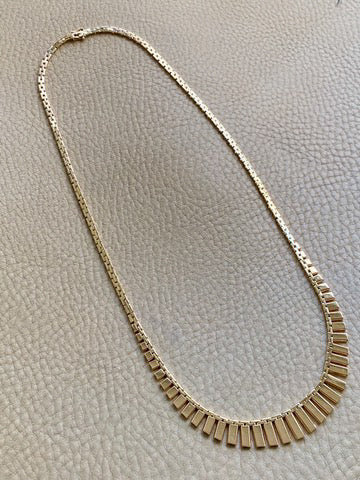 Dramatic SPARKLING! 14k gold cleopatra link necklace - 19.7 inch length