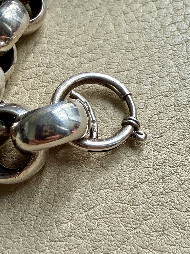 Chubby Antique Silver Rolo Link Bracelet - Circa 1900 - 6.5 inch interior circumference