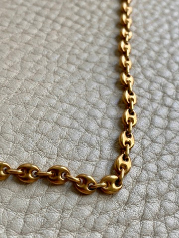 18k Gold Vintage Italian Puffy Mariner Link Chain Necklace - 18.1 inch length