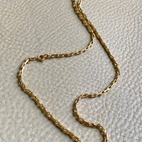 18k Gold Vintage - Unique Elongated Wavy Biker Link Chain Necklace - 18.9 inch length