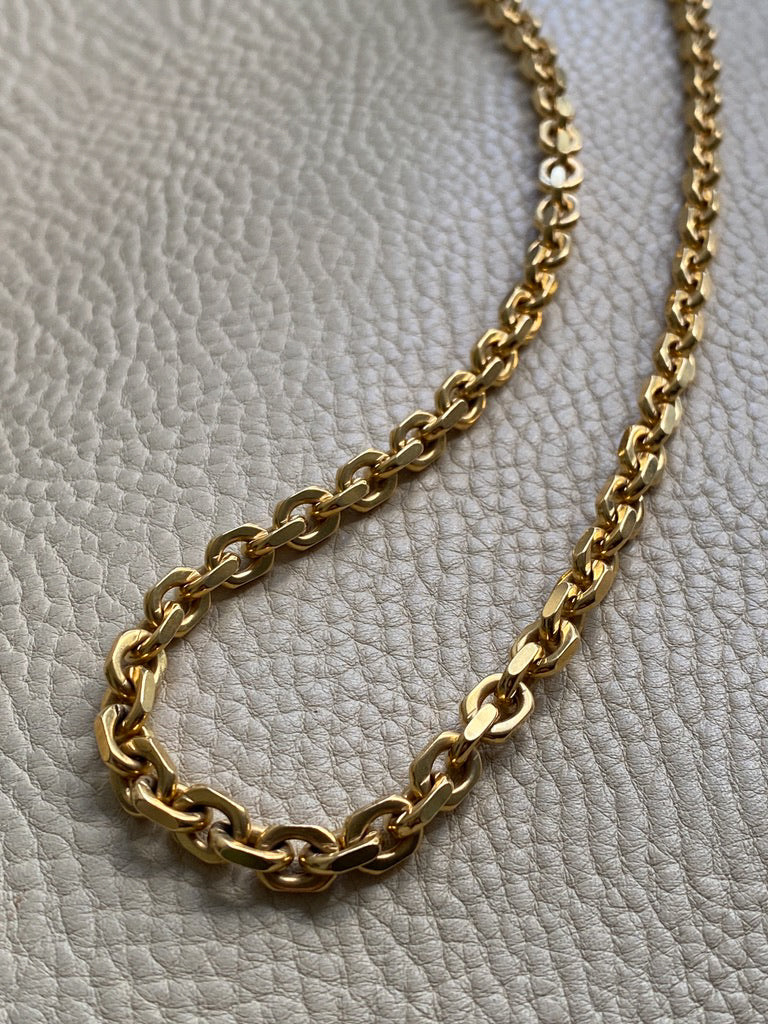 WEIGHTY!! 18k Gold Chunky Biker Chain Necklace - By Classic Italian Maker Balestra - 20 inch length