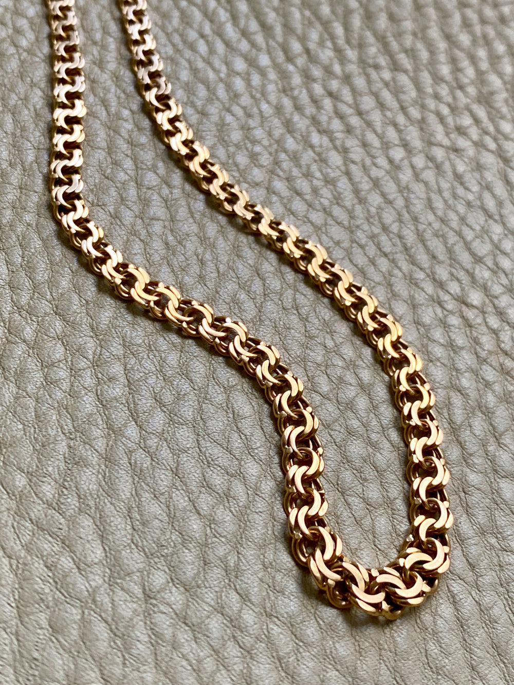 Vintage 1950s Double-link necklace - Solid 18k gold - 18 inch length