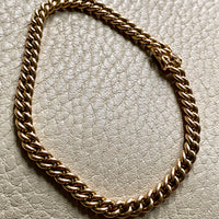 Italian vintage - Dense round curb link bracelet in 18k yellow gold - 7.25 inch length