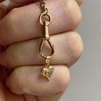 18k gold heart with blue stone pendant or charm