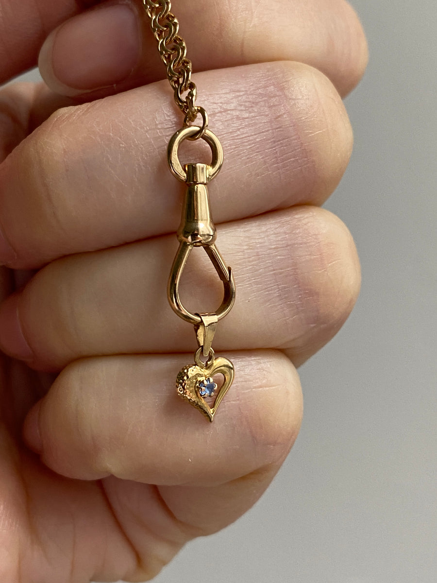 18k gold heart with blue stone pendant or charm