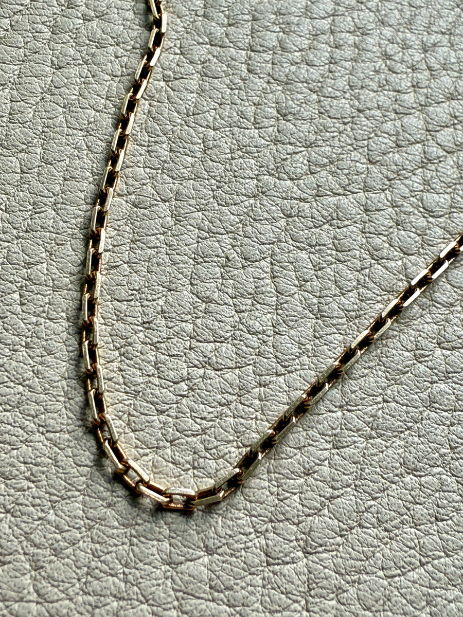 14k Gold Danish Vintage Skinny Biker Link Chain Necklace, Signed  - 17 inch length