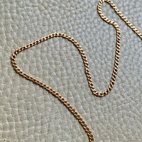 Antique Scandinavian 18k Gold Skinny Pressed Curb Link - Watch Chain Necklace with Swivel Dog Clip - 18.5 inch length