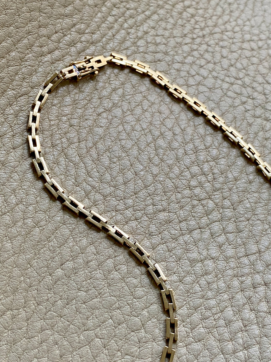 Sleek! Vintage Danish 14k Gold Link Necklace - 16.25 inch length