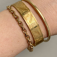 Early 1900s Era Biker Link Bracelet in 14k Gold by Bernhard Hertz - 7.5 inch length