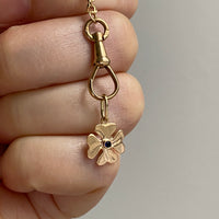 18k gold four-leaf clover with sapphire -  pendant or charm