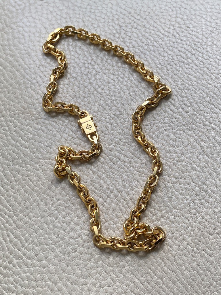 WEIGHTY!! 18k Gold Chunky Biker Chain Necklace - By Classic Italian Maker Balestra - 20 inch length