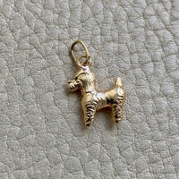 18k gold curly haired dog - poodle, doodle -  pendant or charm