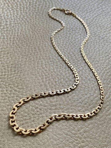 Early to Mid 20th Century era 18k gold Virola Link Necklace - Graduated width - 18.9 inch length