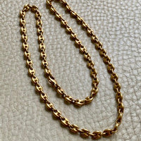 18k Gold Vintage Italian Puffy Mariner Link Chain Necklace - 18.1 inch length