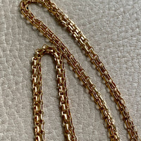 Antique 18k gold Double Strand Skinny Elongated Chain - Longuard Chain with Swivel Dog Clip - 20.25 inch length